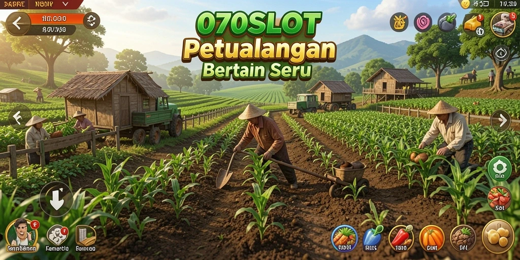 Screenshot 070SLOT memperlihatkan gameplay bertani yang menyenangkan.