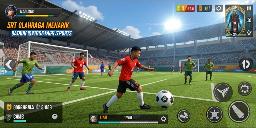 Screenshot gameplay <strong>5RT</strong> menunjukkan aksi seru di lapangan olahraga.