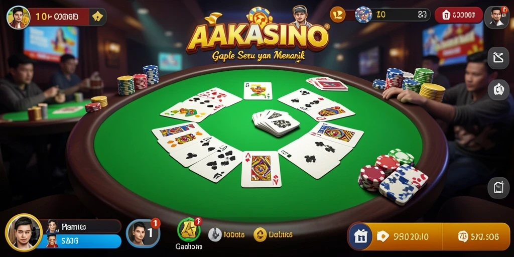 Tampilan gameplay seru di AAKASINO, permainan Gaple yang menarik.