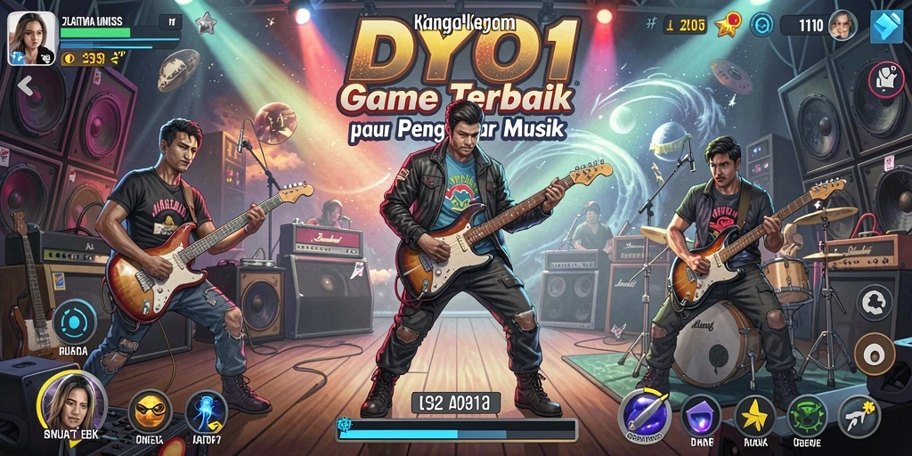 Tampilan gameplay DYO1 menunjukkan pengguna yang bersenang-senang dengan musik.