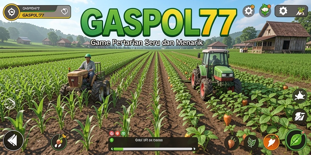 Screenshot gameplay GASPOL77 menampilkan ladang yang subur dan aktivitas bertani.