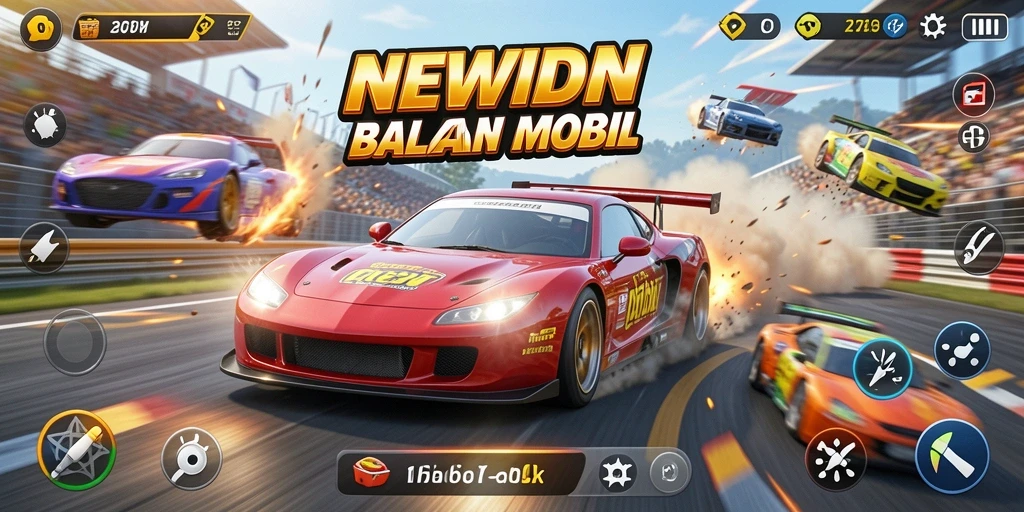 Tangkapan layar utama menunjukkan gameplay balapan yang mendebarkan di NEWIDN.