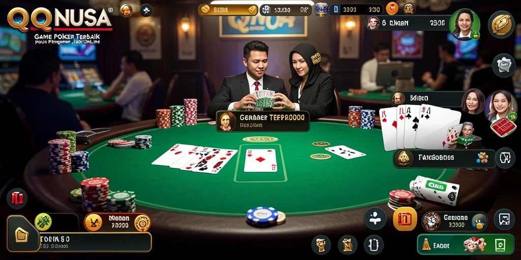 Tampilan gameplay menarik dari QQNUSA saat bermain Poker.