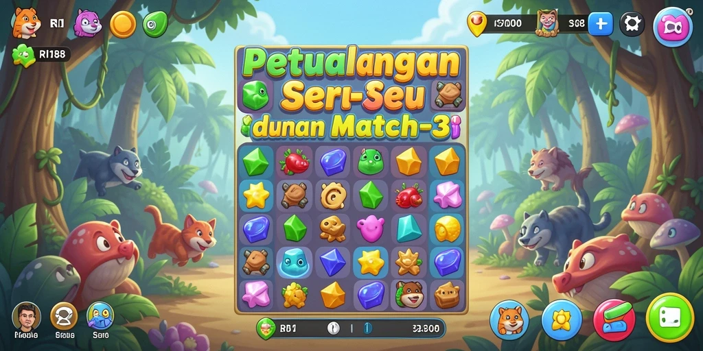 Tangkapan layar menunjukkan momen permainan Match-3 di RI188 yang menarik.