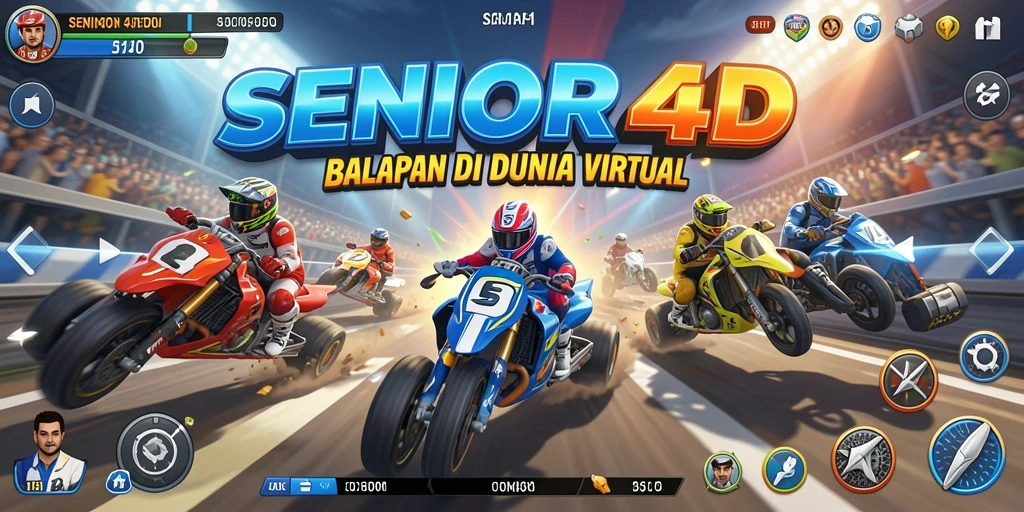 Screenshot gameplay <strong>SENIOR4D</strong> yang menunjukkan aksi balapan yang seru.
