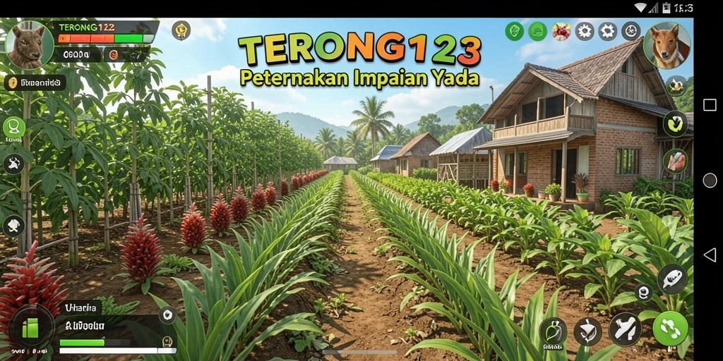 Tangkapan layar dari gameplay <strong>TERONG123</strong> yang menunjukkan aktivitas pertanian yang seru.