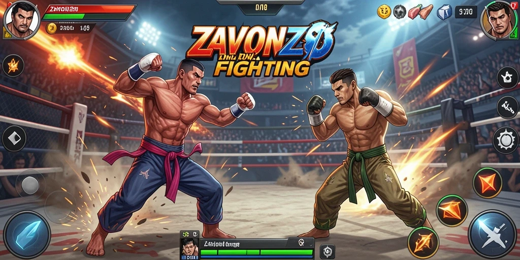 Gameplay ZAVONZO yang mendebarkan dengan aksi pertarungan yang seru.