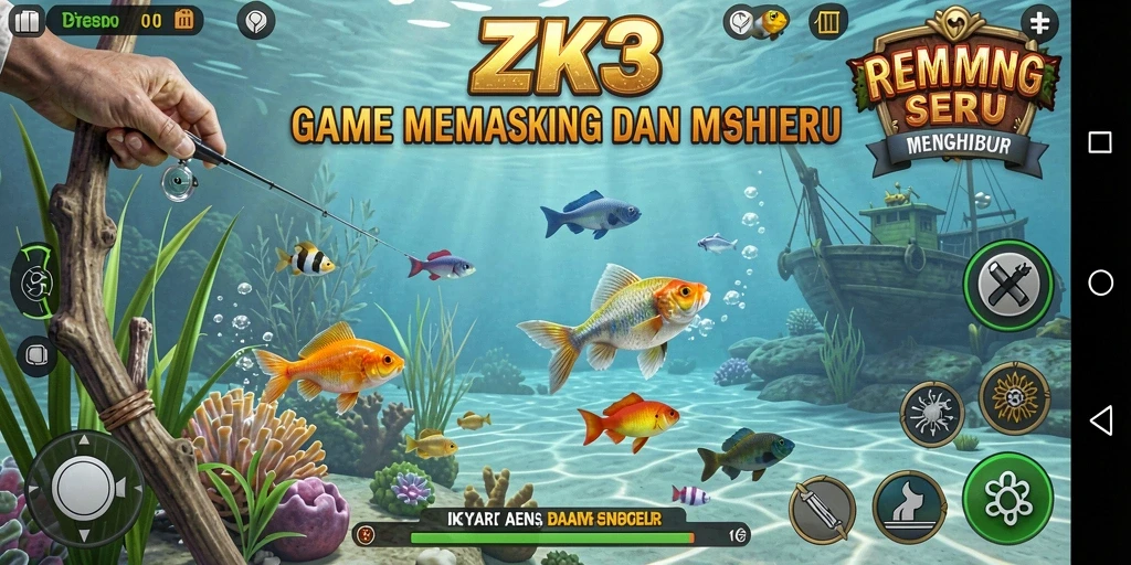 Tampilan gameplay ZK3 yang menarik dan menghibur dengan aksi memancing.